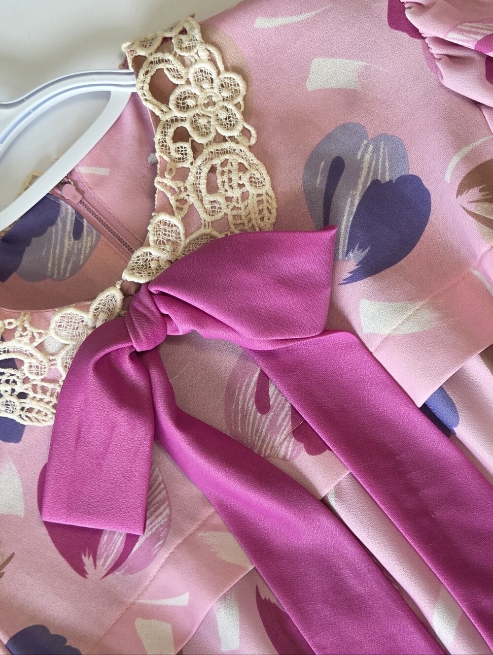 Vintage 70/80s Sears Pink Pastel Floral Dress Belt Sz M Coquette Bow Pastel - Picture 8 of 13